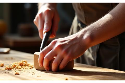 職人が木材加工する様子